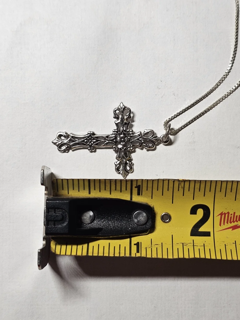 Men's Sterling Silver Cross Pendant Necklace 18